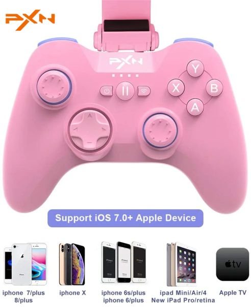 Gamepads PXN 6603 Wireless Bluetooth Gaming Controller für iPhone MFI Handyspiel Joystick Gamepad mit Clamp für iOS/Apple TV/iPod/iPad