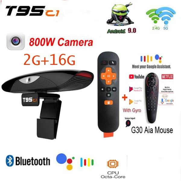 Box T95 C1 2GB 16GB 8M Pixel Camera Box Android 9.0 2,4 5G Wi -Fi 100M Поддержка 1080p 4K YouTube Media Player T95C1