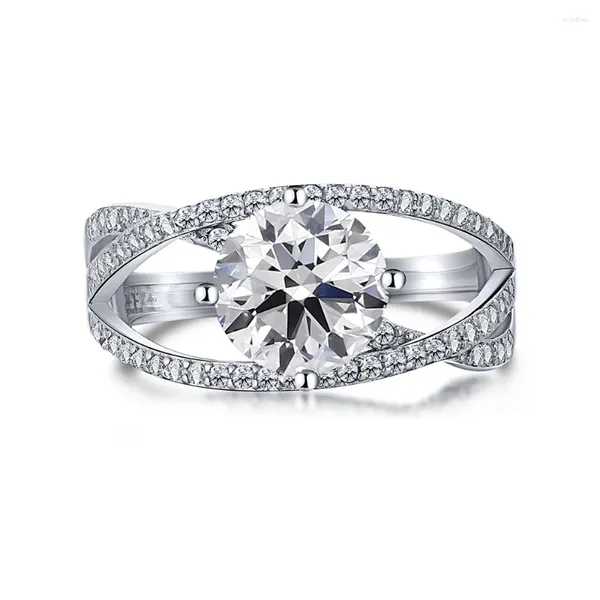 Anelli a grappolo S925 Silver Ring Women's 5A zircone set con un elegante diamante in carbonio e gioielli versatili
