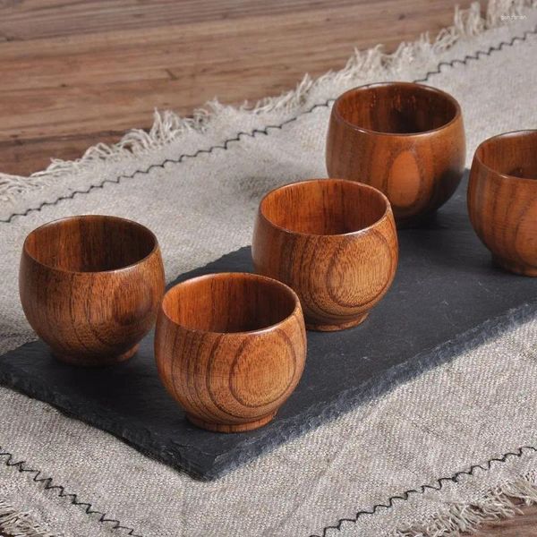 Dekorative Figuren Klassische kreative Wasserbecher Jujube Holz Bar Getränkewaren Japanische Trinkbecher-Tasse Tee Kaffee