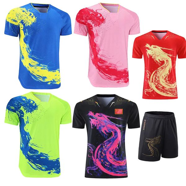 Dragon Chinese National Table Tenneys para homens crianças China pingue -pongue camiseta uniforme de tênis roupas de futebol 240402