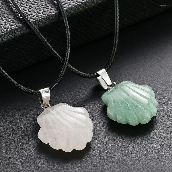 Anhänger Halsketten 1pc Natural Jade Shell Halskette Damen süße Modeschmuck Charm Chalcedon Amulett Geschenk