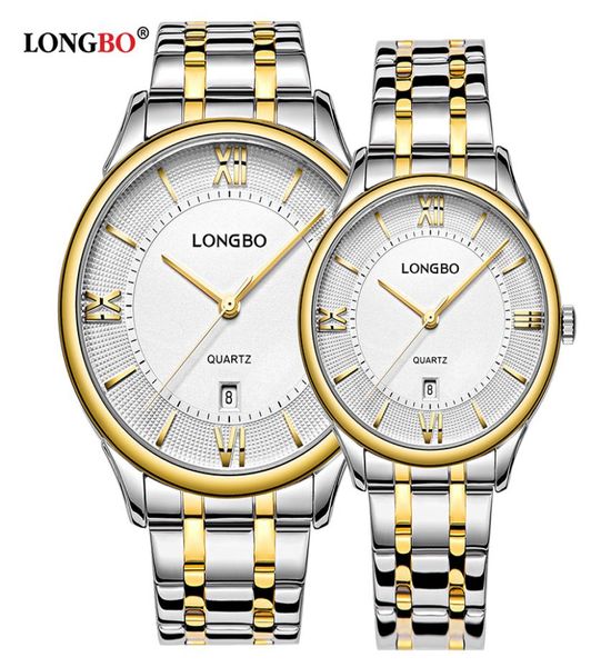 Longbo Modemarke Business Style Gentleman Reloj Casual Edetless Steel Quartz Wasser wasserdichte Paar Armbanduhren 50017234001