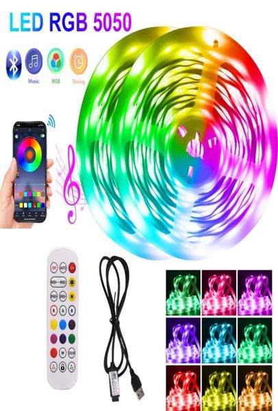 Strips USBPowered Bluetooth LED Strip Light RGB SMD DC5V Neon für Home Decoration Gamer Cabinet Computer Flexible Ribbon6354102