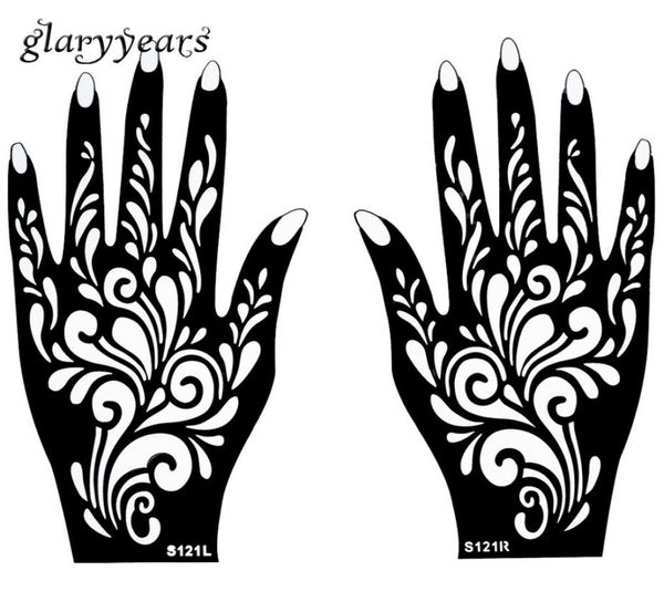 Whole1 çift eller mehndi kana dövme şablon çiçek desen tasarımı kadınlar için vücut el sanat boyası tek kullanımlık 20cm 11cm s1835900