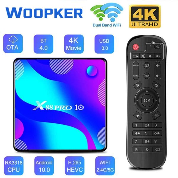 Box X88 Pro 10 Smart TV Box Android 11 RK3318 2.4G 5,8G Dual WiFi 16G 32G 64G 128G 3D Media Player BT4.0 YouTube 4K HDR+ SET Top Box