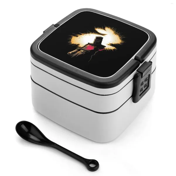 Dinkware Il Knight Black Solles Bento Box Lunch Termal Contenitore 2 strati sani Dark Monty