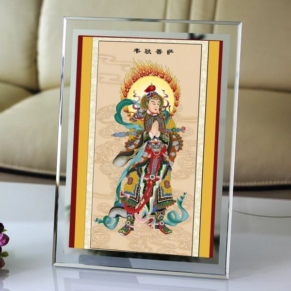 Esculturas weituo bodhisattva retrato papel papel embalagem plástico impressão de buda pintando weituo cristal photo phond pêndulo