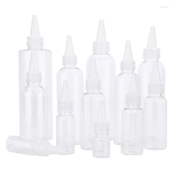 Flüssige Seifenspender transparenter Plastikschnabelflasche leerer Subflüssigkeit Emulsion kleiner Lackspitze Tropfen Farbstoffflaschen