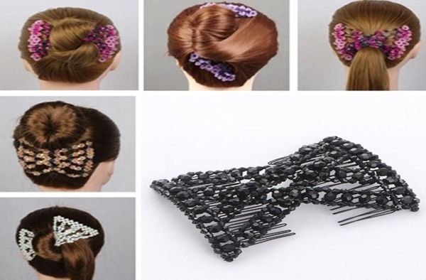 Mulheres DIY Elastic Magic Hair Combs Vintage Clip Claw Claw Bun Ferramentas Penteado Fashion Pearl Beads Acessórios de penteado