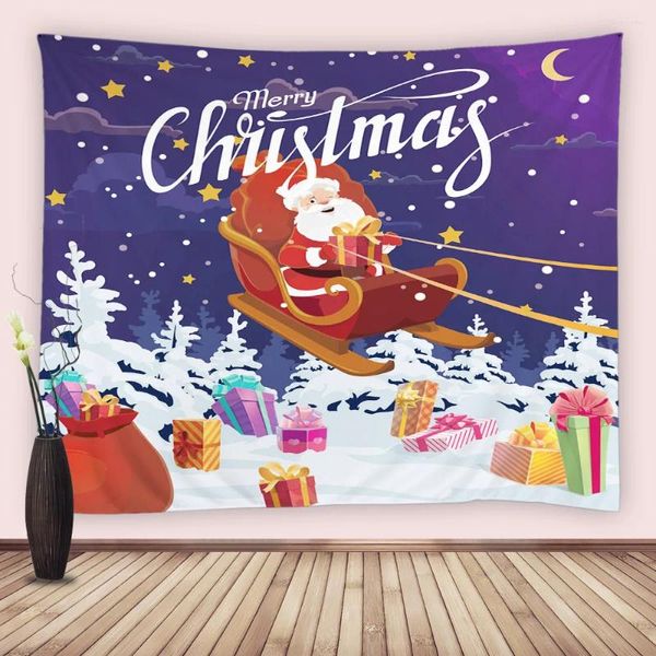 Taquestres de tapeçaria de natal parede pendurada neve de inverno Papai Noel Presente de feriado de Natal para quarto Decoração do dormitório da sala Decoração