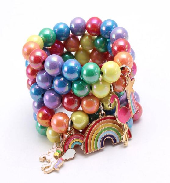 28 stili bambini arcobaleno arcobaleno braccialetto per bambini per perle colorate bracciale con ciondoli per il cuore festa regalo regalo per bambini gioiello8183889