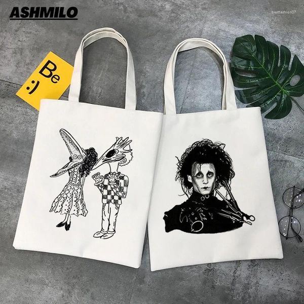 Sacos de compras Beetlejuice Ghost Filme Graphic Cartoon Bag Print Women Girls Fashion Fashion Casual Pacakge Bolsa