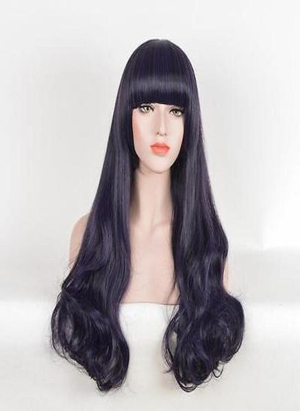 Super weiche dunkelviolette Farbe Mädchen Synthetisches Haar Anime Cosplay Wigs4978342