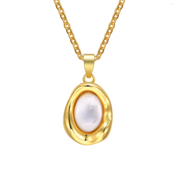 Collane a sospensione collana ovale perle per donne gioielli geometrici regolabili a catena ipoallergenico