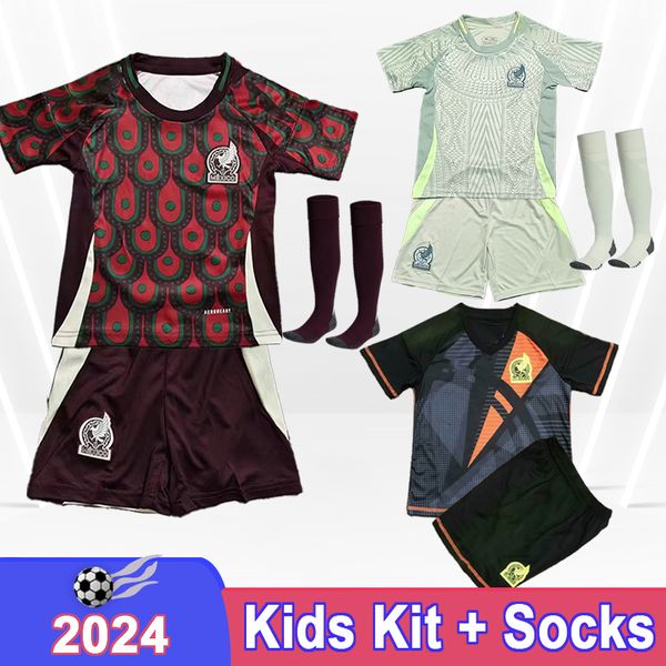 2024 México Kit Kit Soccer Jerseys H. Lozano Araujo G.Choa Rodriguez E.Sanchez Arteaga J.Gallardo Home Away Golheeper Football Camisões de futebol infantil uniformes de manga curta