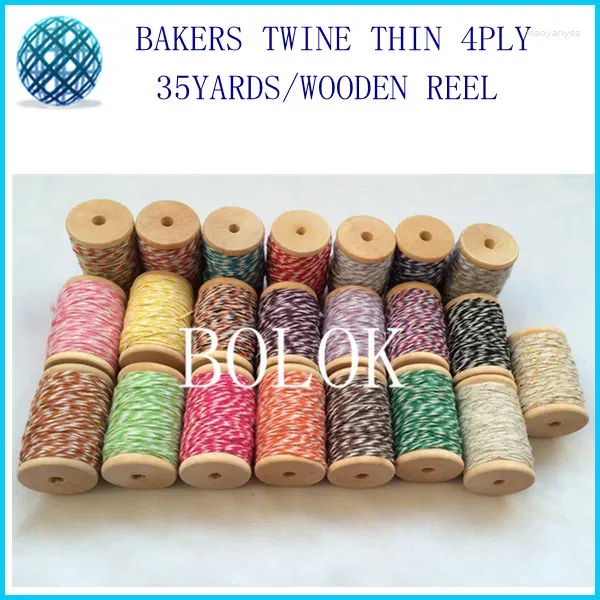 Decorazione per feste 50pcs/Lotto Bakers Twine 4 Ply (35 anni/Spool di legno) String di cotone attorcigliato 22Kinds che puoi scegliere