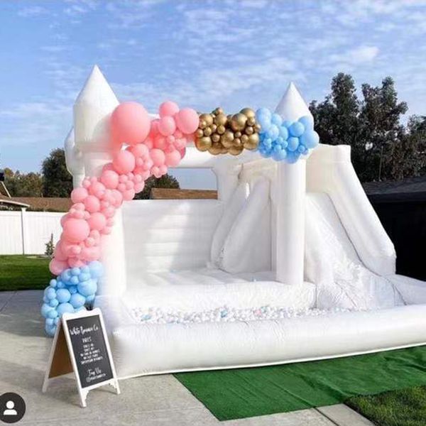 PVC Jumper gonfiabile Wedding White Bounce Combo Castle con scivolo e palla per saltare il letto rimbalzante Castello rosa bouncer House Moonwalk per giocattoli divertenti