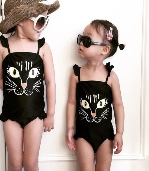 2018 Sommer Neue Mädchen Onepiece Badebode Cartoon gedruckt Kinder Frühling Badeanzug süßer Bikini -Kondole -Gürtel Kinder Badeanzug 93302332