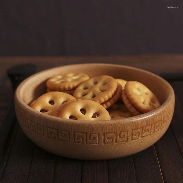 Vassoi di tè in stile cinese ciotola dessert snack caramella organizzatore biscoti di arachidi a nocciola di cibi per alimenti per alimenti per bambini piatto di bambù naturale tappetino