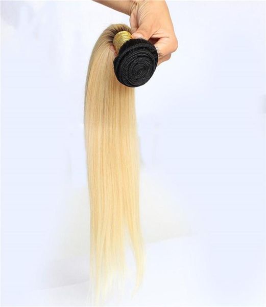 T1B613 ombre Extensões de cabelo retas brasileiras 100 Remy Human Hair Weave Bundles4575382