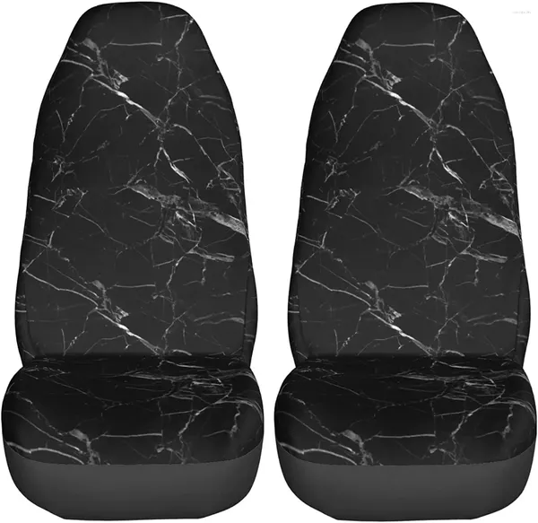 Autositz umfasst schwarze Marmortextur 2 PCs Set Vehicle Front Protector Auto Interior Accessoires Protetoren Matte