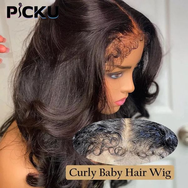 Body Wave 13x6 Spitzenfront menschliches Haar S für schwarze Frauen mit lockigem Baby 180% Weave -Verschluss Jungfrau 240408