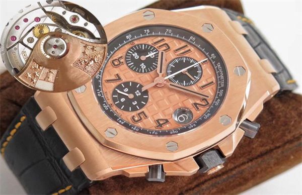 JF V2 Top -Version Luxus 26470 Uhren Schweizer Cal3126 Automatische mechanische Bewegung Chronographen Roségold Hülle 42mm Herren Watch5544516