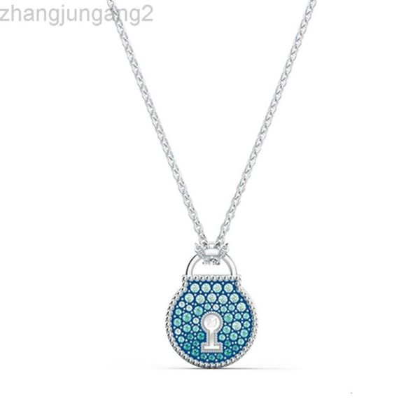 Designer swarovskis jóias xi jia 1 1 modelo original orquídea azul com ladeira de coração amor colar feminino elemento feminino de colarinho de cristal representante feminino