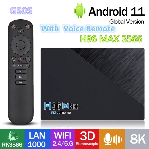 Box H96 Max 3566 TV Box Android 11 RK3566 3D 5G WiFi 1000 LAN TV Box 8GB RAM Supporto 8K Google Play YouTube Media Player set Top Box