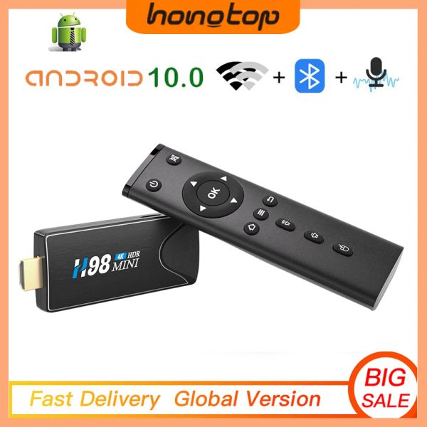 Caixa Hongtop 4K TV Stick H98 Mini Smart TV Box Android 10 4GB 32GB Bluetooth Remote Remote 2.4g/5.8g WiFi Set Top Box Google Play Store