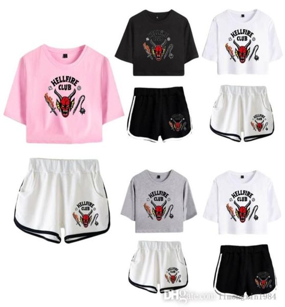 Stranger Things 4 Children Set Summer Sexy Crop Top e Biker Shorts Abbigliamento Due pezzi Suit5662429