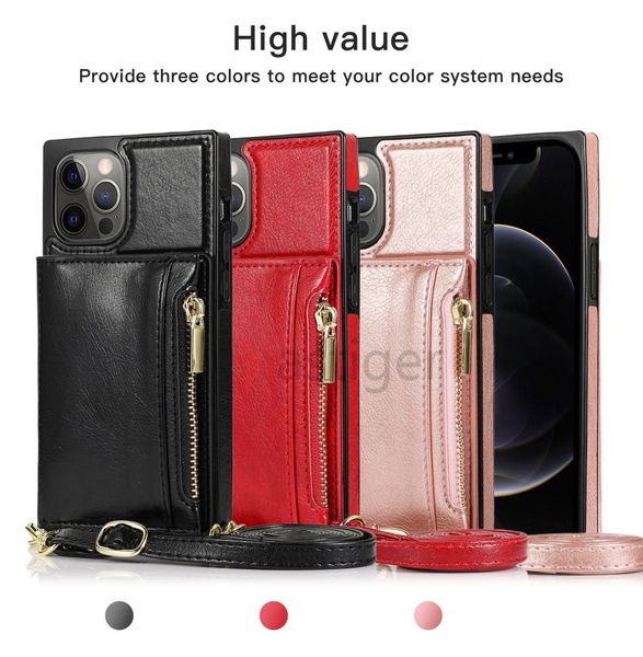 Handgefertigte PU -Leder -Telefonhüllen für iPhone 12 11Promax XXS XR XSMAX 8 7 6 SE2020 Samsung S21 Plus S20 Ultra Note20 Reißverschluss Brieftasche 1864025