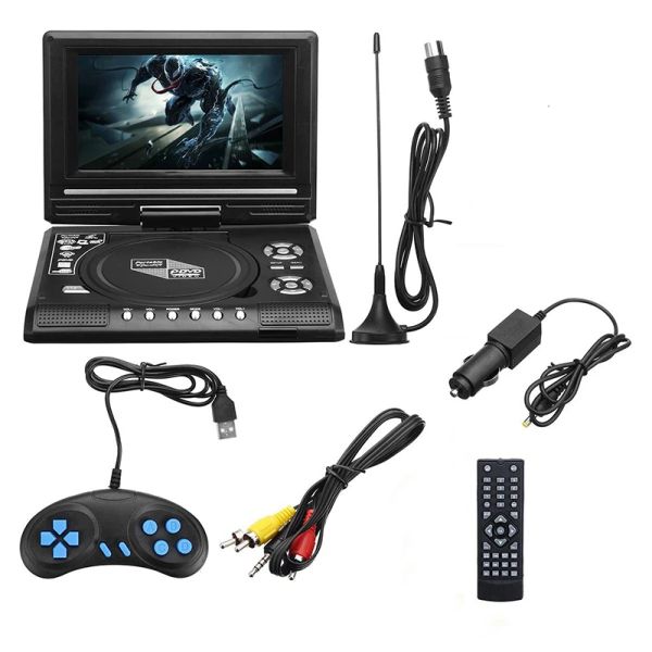 Player 7,8 -дюймовый телевизор Home Car DVD -плеер Портативный HD VCD CD MP3 HD DVD -плеер USB SD -карты RCA Portable Cable Game 16 9 Вращение ЖК -экрана