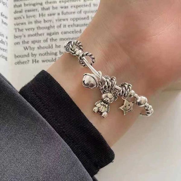 Elegante design in stile Instagram, braccialetto di bracciale in perline con sfera d'argento, personalità unica, gioielli fatti a mano da donna di lusso leggero