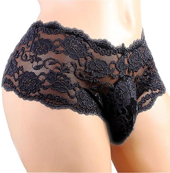 Herren Spitze Unterwäsche Boxer dünne sehen durch bequeme Penis -Beutel sexy schwule Sissy Mann transparente Unterhose Boxer Shorts Panties9140213