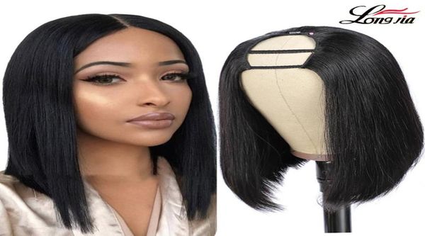 Straight Bob u Teil Perücke menschliches Haar 2x4 Öffnungsgröße 100 menschliches Haar Perücken mittlerer Teil Brasilianer Remy menschliches Haar 150 Dichte7031573