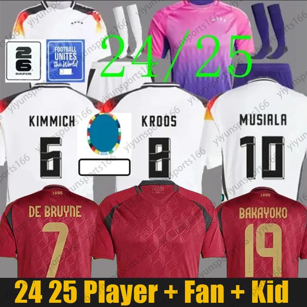 24 25 camisas de futebol da Alemanha 2024 Copa da Europa Bélgica Jersey de Bruyne Lukaku Doku Musiala Kroos Hummels Gnabry Men Shirts Kids Kits Fãs jogadores