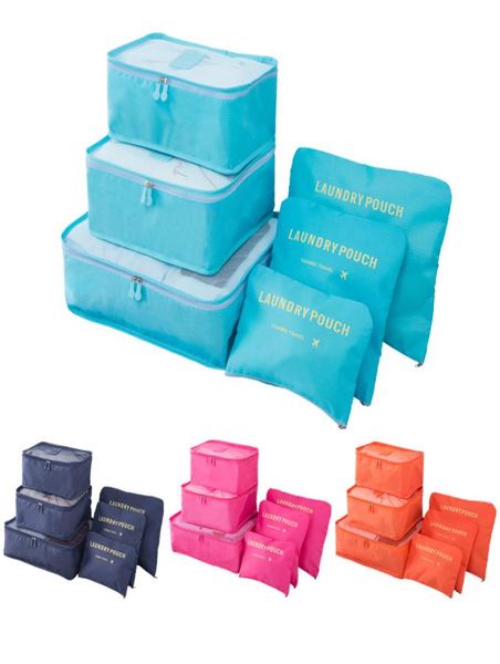 6pcsset Reise Organisator Aufbewahrungsbeutel tragbarer Gepäck Organizer Kleidung aufgeräumt Beutel Koffer Verpackung Cube Case4918109