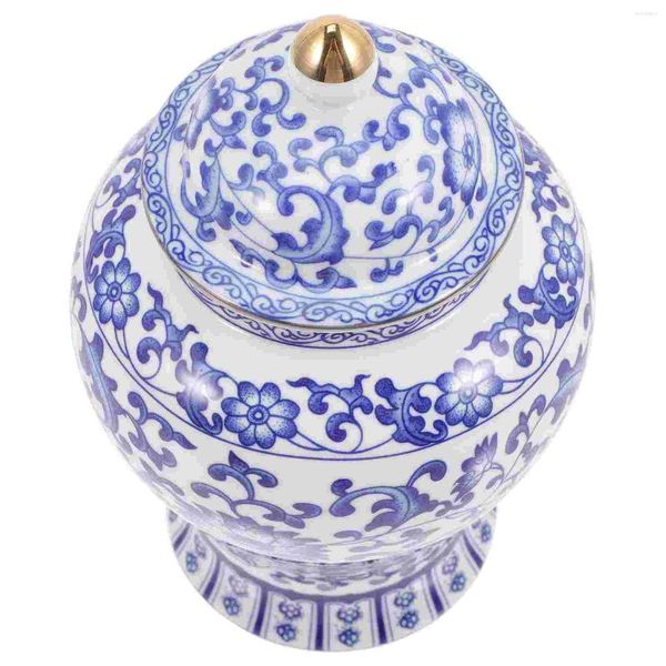 Vasos pote de cerâmica azul branco jarra de porcelana vintage vaso de cozinha alimentos alimentos cerâmica gengibre de armazenamento de chá