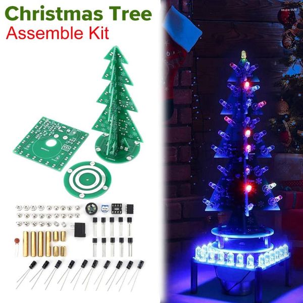 Decorazioni natalizie fai da te Pratica di saldatura in 3D Tree Pratica colorata PCB Flashing PCB Assemble di assemblea di scienze elettroniche