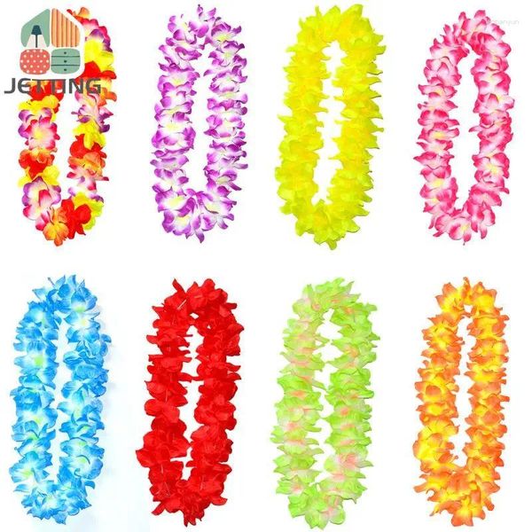 Fiori decorativi 1pc fiore hawaiano leis tropicale luau spiaggia forniture per feste di hula ghirlanda cravana braccialeva aderente seta simulata