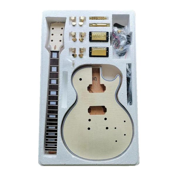 Gitarre Premium DIY E -Gitarren -Kits unvollendeter E -Gitarrenkörper mit Nackenausgezeichnete Handwerk für musikalische elektrische Instrumente