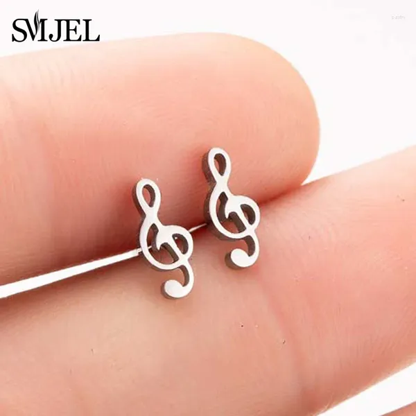 Brincos de garanhão Smjel Fashion Music Note Women Women Stainless Steel Cross Cross Small Rock Jewelry Gift for Girl Bijoux