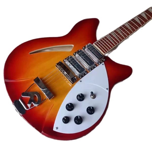 Kabel Modell 370 Cherry Sunburst E -Gitarre Rick Guitars 24 Bünde halbhöhle Körper China gemacht