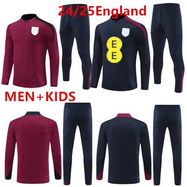 24 25 Squadre nazionali Brasile Inghilterra Portogallo Trackuit 2024 2025 Mezzo Pull Men Kids Soccer Kit Kit Allenamento Studio Jogging Chandal Surviment