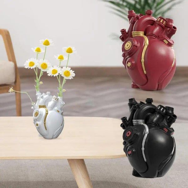 Vasen Herz Vase kreative Kunstharz Blumenkern Desktop Herzstück Hausdekoration für Wohnzimmer Badezimmer Esstisch Tee