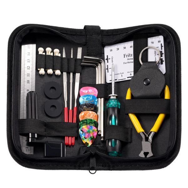 Kabel Reparaturwerkzeug Kit Tools Organizer String Gitarre Wartungsstring Action Lineal Messwerkzeug Sechskantschlüssel Set Dateien FIN