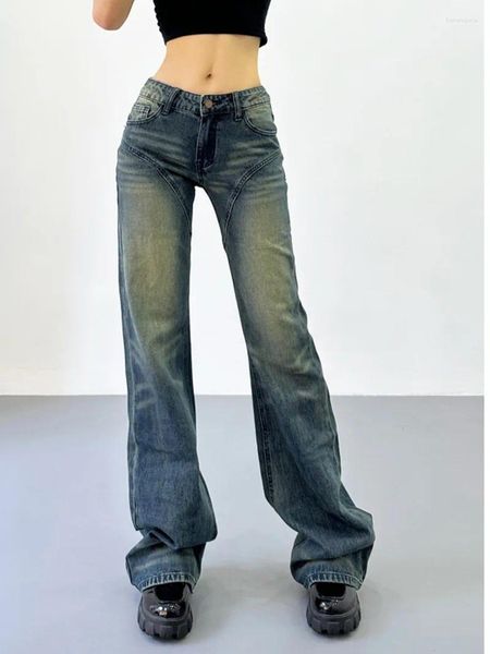 Frauen Jeans Tvvovvin 2024 Low Taille Flared American Style Destressed Spleiß gerade Fußbohrerhosen 251x