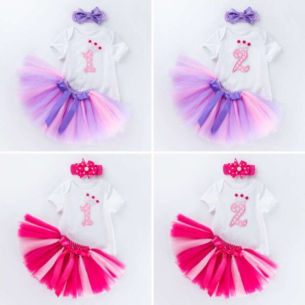 Summer's Wear's Girl's First Year Dress's Baby Cartoon Cartoon Pomper Mesh Mesh Gonna a mano